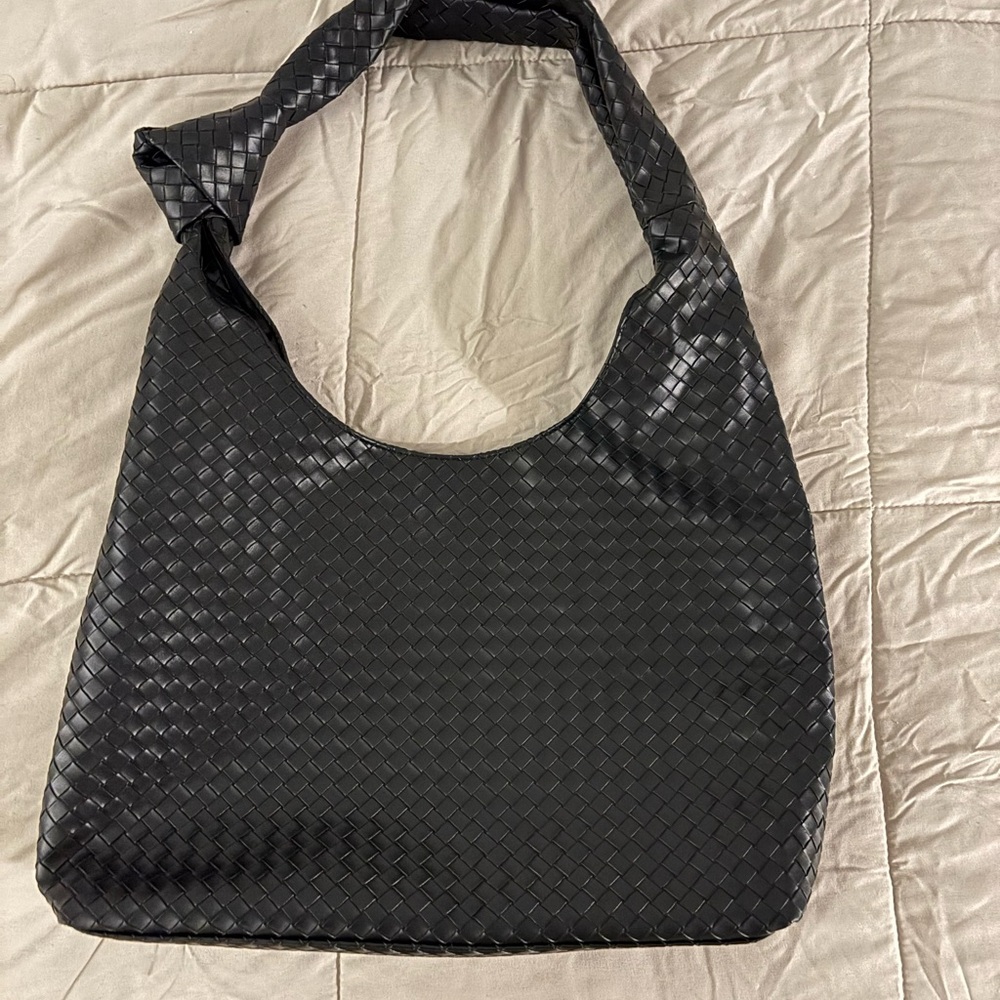 Elegant Black Woven Tote Bag
